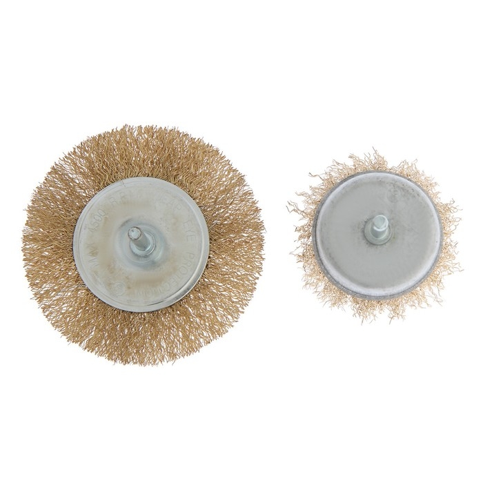 Набор щеток металлических для дрели ТУНДРА, плоская 100 мм, чашка 75 мм, 2 шт.