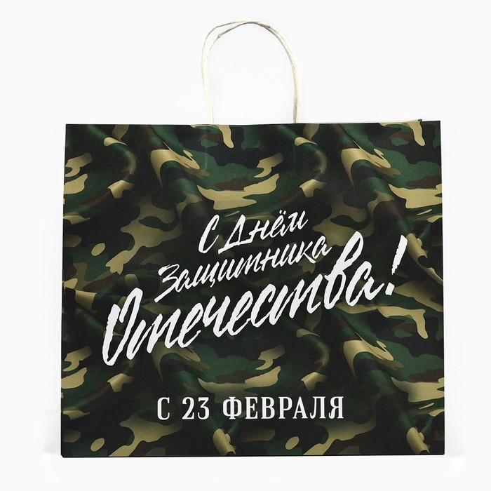 Пакет подарочный крафт &laquo;23 февраля&raquo;, 32 х 28 х 15 см
