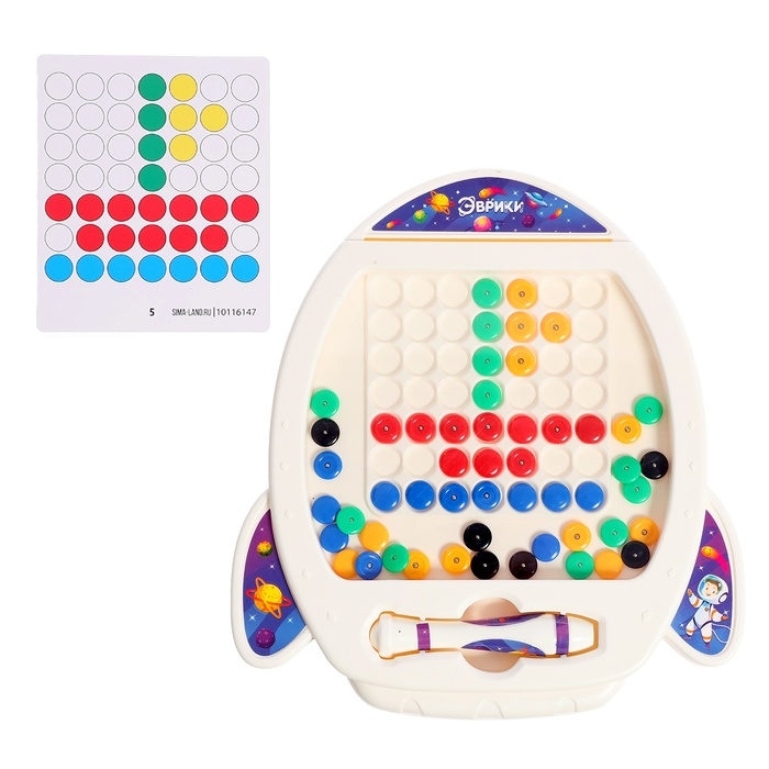 Магнитный планшет для рисования &laquo;Ракета&raquo;, мозаика, 10 карточек