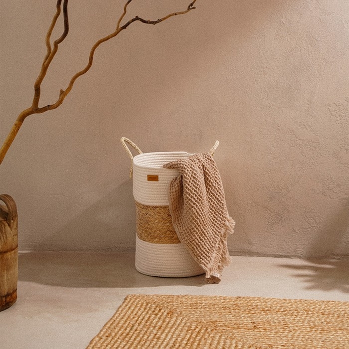 Корзина для белья плетеная круглая SL Home Orden, 35&times;40 см, хлопок, гиацинт