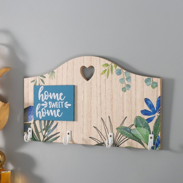 Крючки декоративные дерево "Дом, милый дом. Растения" 24х13,5 см