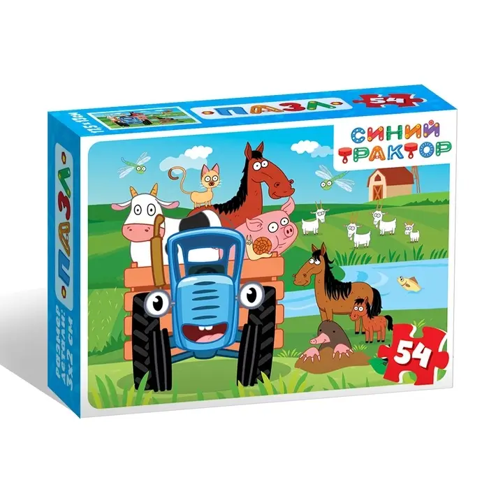 Пазл &laquo;По полям, по полям!&raquo;, 54 детали, Синий трактор