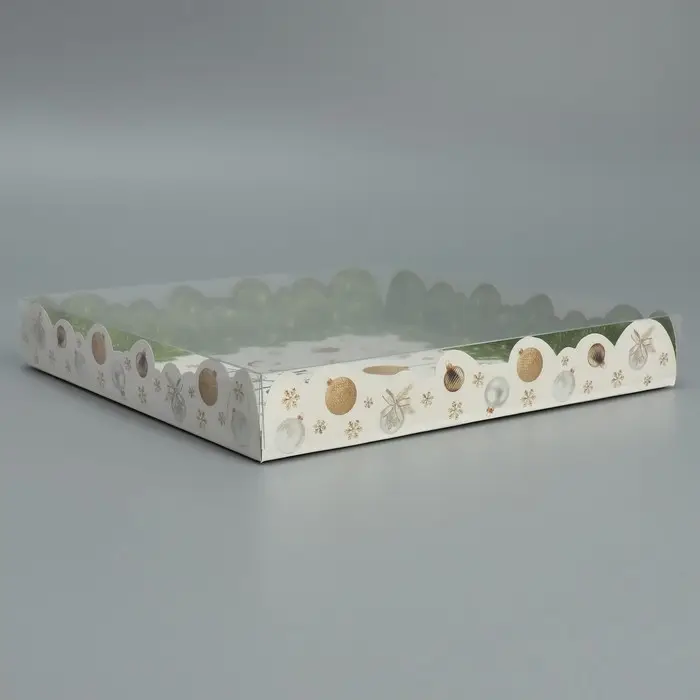 Коробка для кондитерских изделий с пластиковой крышкой &laquo;С Новым годом&raquo;, 21 х 21 х 3 см