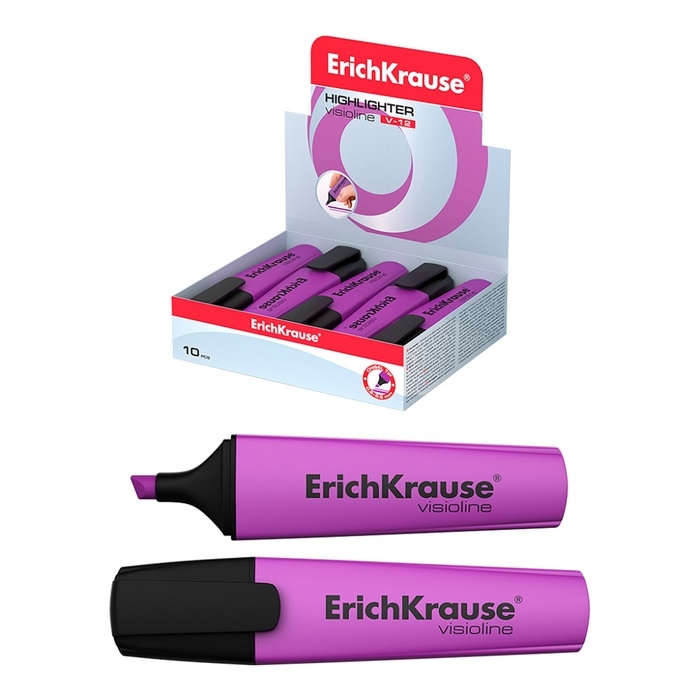 Маркер текстовыделитель ErichKrause V-12, 0.6-5.2 мм, флуоресцентные чернила на водной основе, фиолетовый