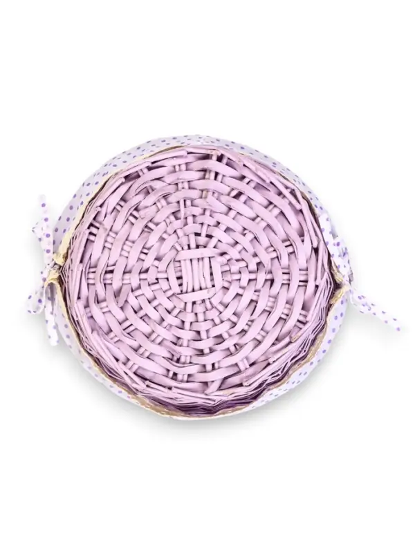 Корзина плетеная 32 х 32 х 14 см, ручка h=14 см фиол-ый  ткань