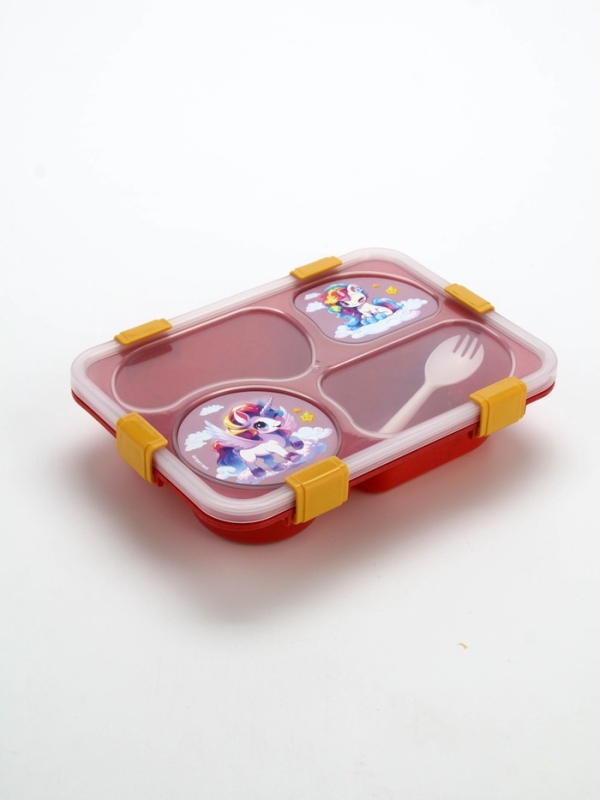 Ланч - бокс с 4 секциями &laquo;Единорог&raquo;, 23 х 17 х 5,5 см, розовый