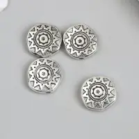 Бусина для творчества металл "Плоский круг. Солнце" 1,2х1,2 см