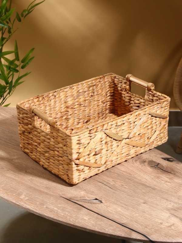 Корзина плетеная 45x30x20 см, водный гиацинт