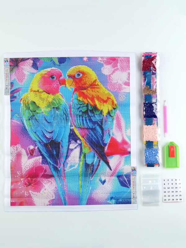 Алмазная мозаика с полным заполнением на холсте &laquo;Тропические птицы&raquo;, 40 х 50 см