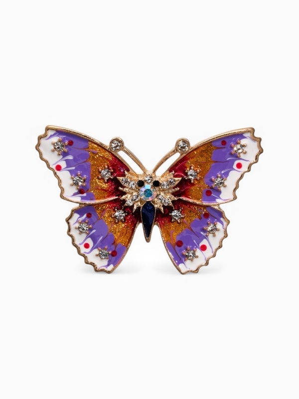 Брошь &laquo;Бабочка&raquo; мозаика малая, цветная в золоте