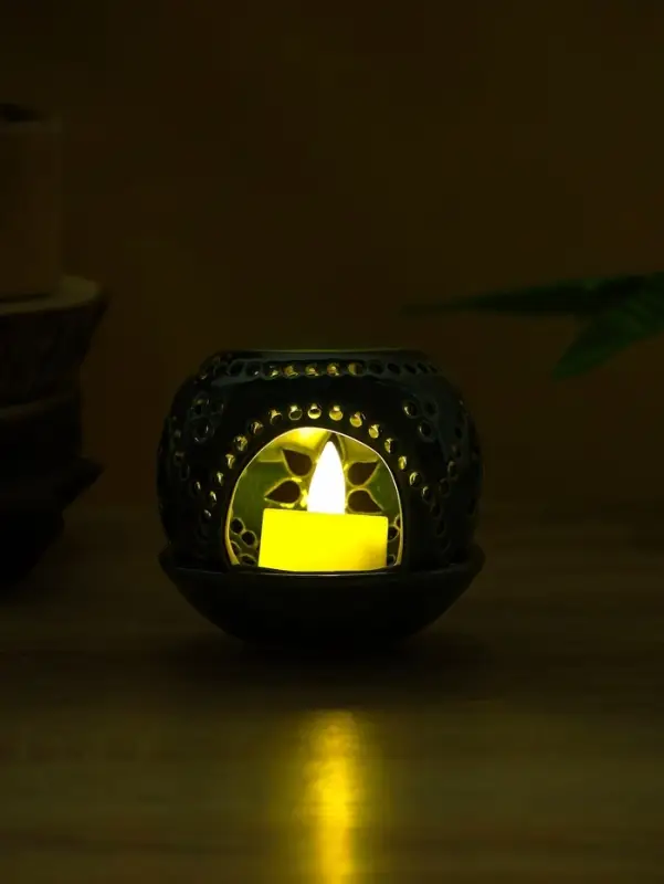 Аромалампа "Магнолия" керамика, цв. зелёный, 10х10х9 см