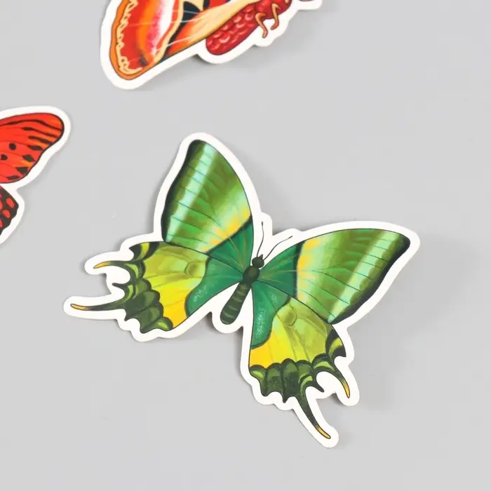 Бабочки картон "Натуральные" набор 12 шт h=4-10 см