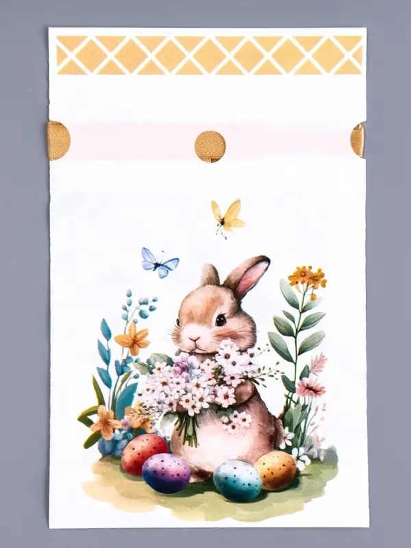 Пакет полиэтиленовый подарочный &laquo;Заяц с цветами&raquo;, с завязками, 15&times;23 см МИКС