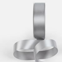 Лента атласная двухсторонняя №837 25мм*25&plusmn;1м серебряный TR