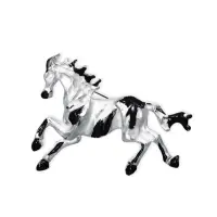 Брошь "Лошадь" конь в яблочко, цвет чёрно-серебристый в серебре