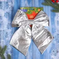 Ёлочная игрушка &laquo;Зимнее волшебство. Бант лоск&raquo; пластик, 24х26 см, серебро