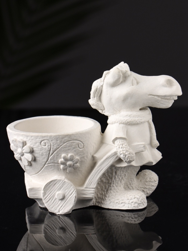 Фигурное кашпо "Лошадь с тележкой" 10х10х6 см