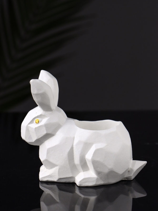 Подсвечник "Заяц геометрический" 8х7х5 см, белый