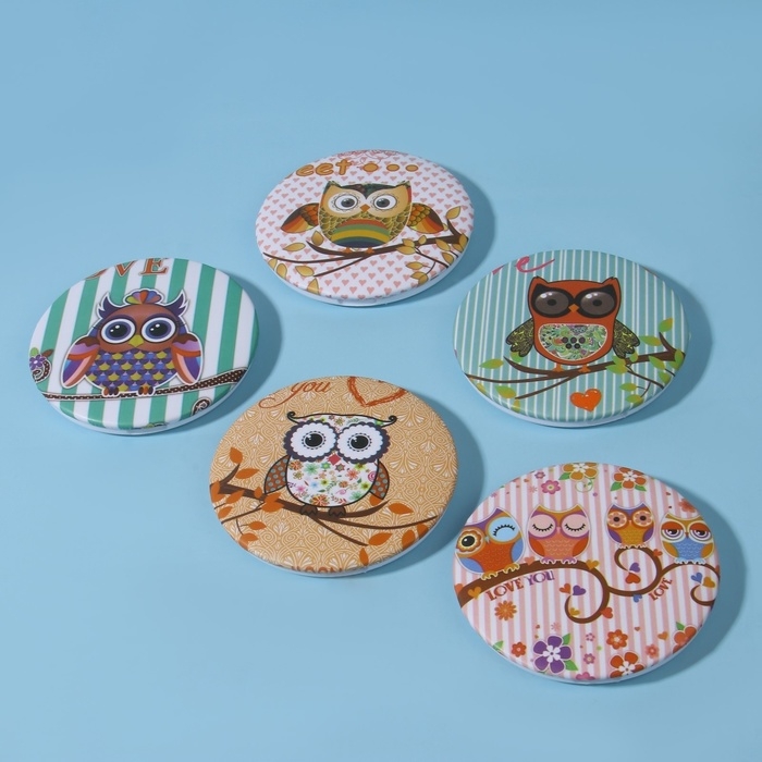 Зеркало складное &laquo;Совы&raquo;, d = 7,5 см, рисунок МИКС