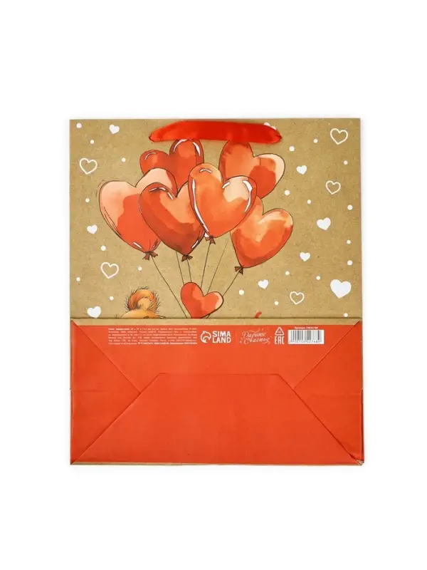 Пакет подарочный крафтовый &laquo;Люблю&raquo;, ML 23 х 11.5 х 27 см