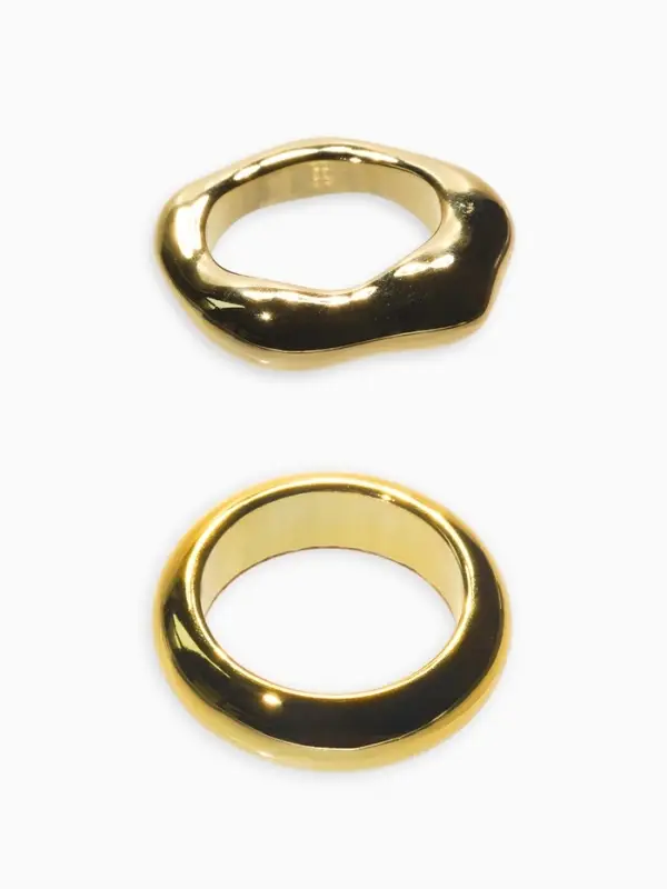 Кольцо пластик &laquo;Стиль&raquo;, набор 2 шт. размер 17, цвет золото