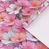 Бумага упаковочная глянцевая &laquo;Цветы&raquo;, 50 &times; 70 см