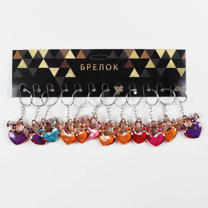 Брелок для ключей на кольце &laquo;Голубки на сердце&raquo;, пластик под металл, 3&times;3.7 см, МИКС