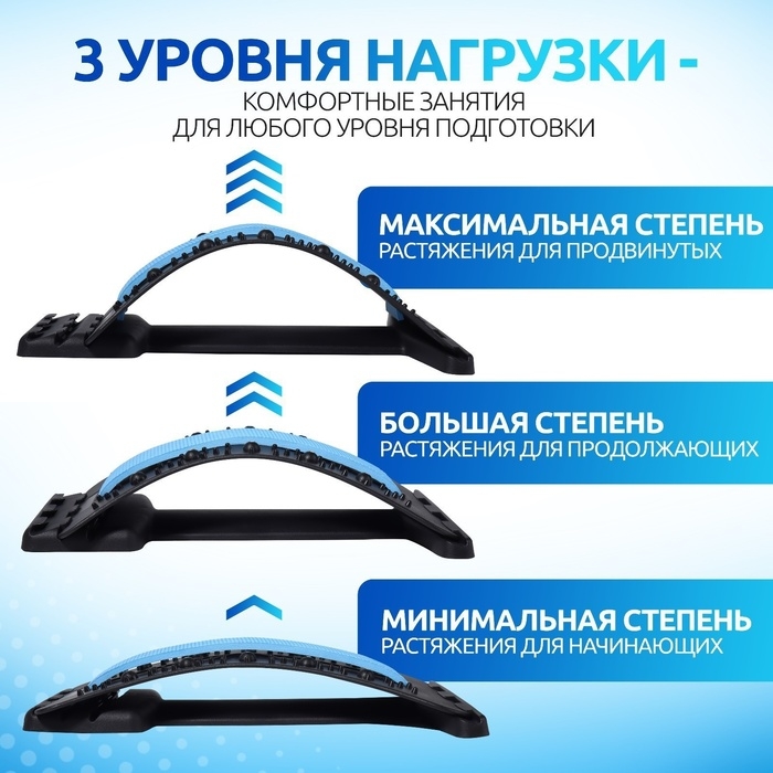 Массажёр для спины, трёхуровневый, с магнитом, 36 &times; 23 см, цвет МИКС