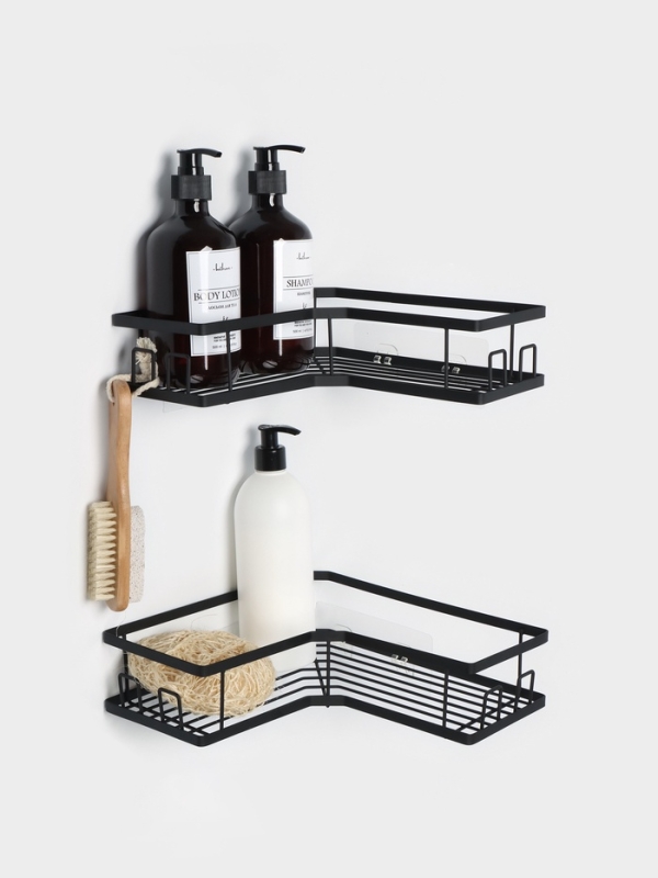 Набор угловых полок для ванной, 2 шт, цвет черный