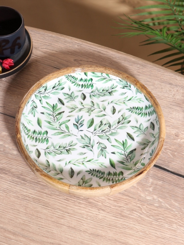 Блюдо " Оливковая ветвь" дерево манго 25х25х4,5 см