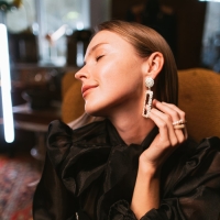 Серьги металл &laquo;Карибы&raquo; длинный прямоугольник, цвет розовое золото