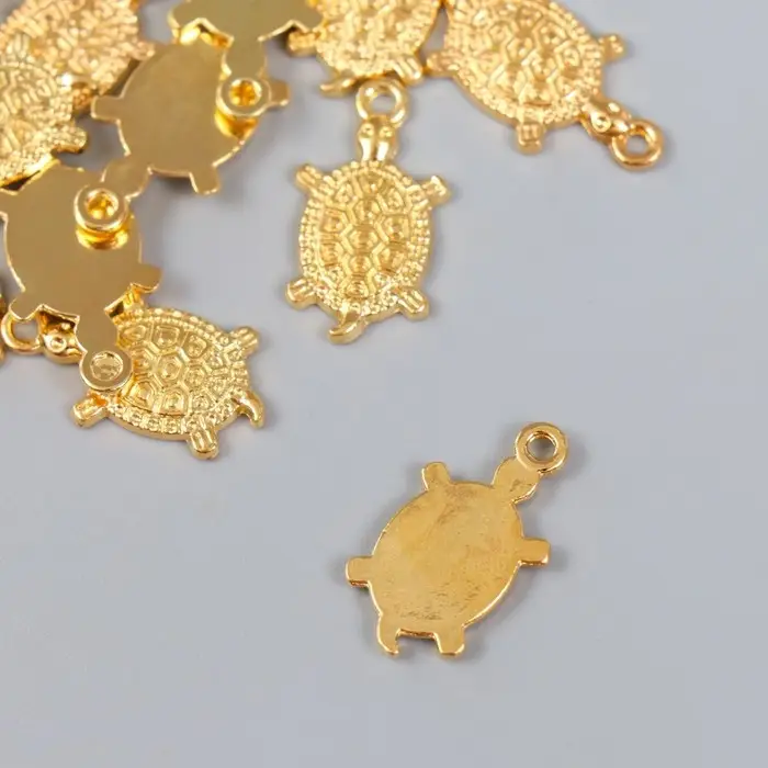 Сувенир металл подвеска "Золотая черепаха" микро 1,1х1,8 см