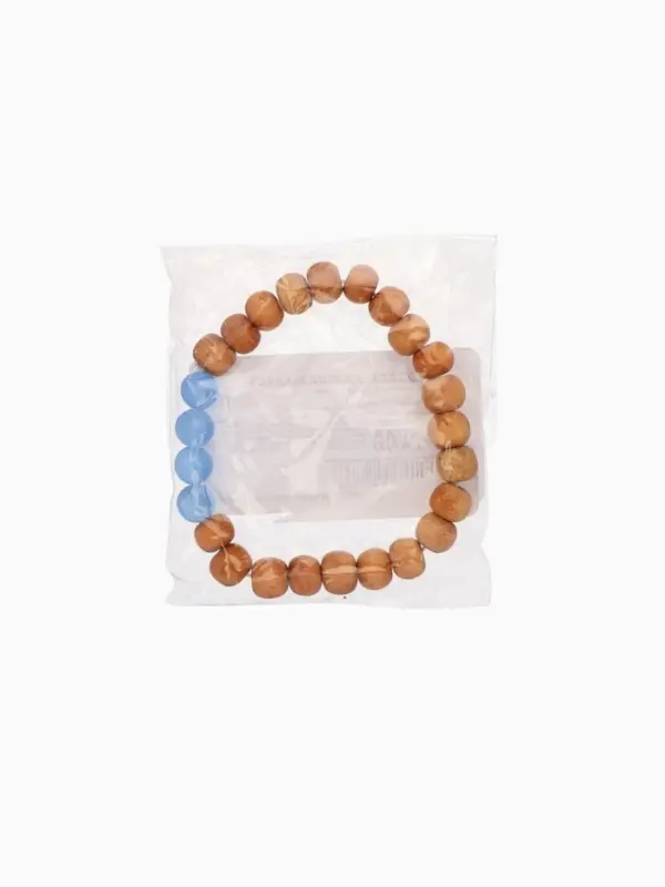 Браслет из сандалового дерева с агатом, длина 18 см, цв. синий