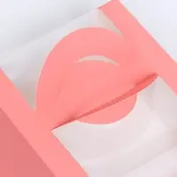 Коробка под бенто-торт с окном, розовый, 14&times;14&times;8 см