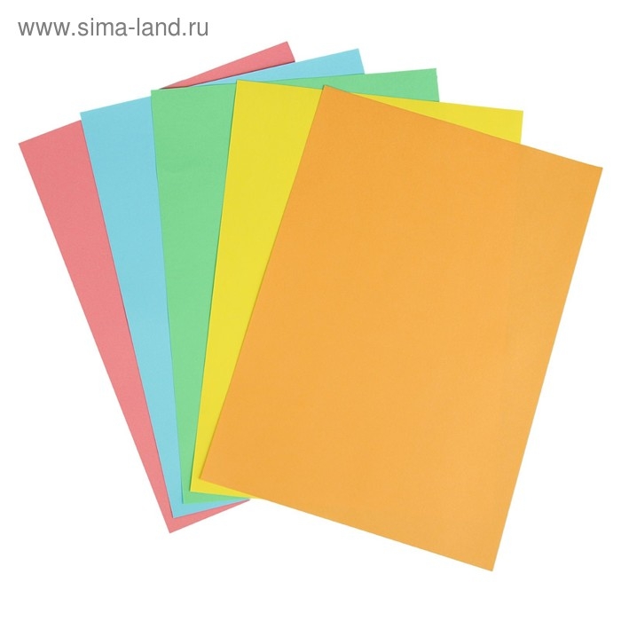 Бумага цветная А4, 250 листов Calligrata Интенсив, 5 цветов, 80 г/м&sup2;