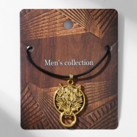 Кулон мужской &laquo;Волк&raquo; защитник, цвет чернёное золото на чёрном шнурке, 40 см