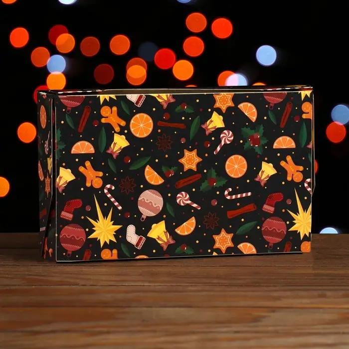 Коробка складная &laquo;Новогодние угощения&raquo;, 20&times;12&times;4 см