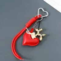 Брелок на карабине кожзам, текстиль "Сердце и собачка" с узлом 21х6,8х2,5 см