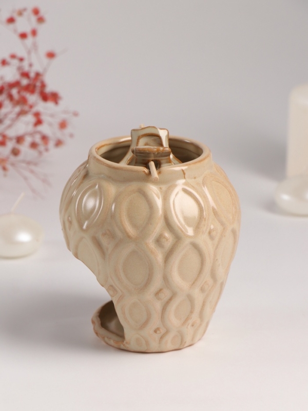 Аромалампа керамика "Кувшин" бежевая 9х9х11 см