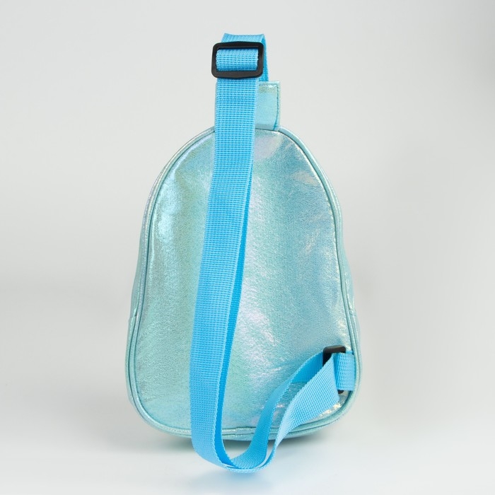 Сумка детская через плечо Котик-русалка на молнии, цвет голубой