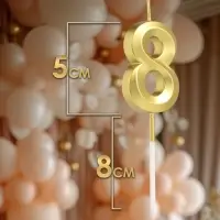 Свеча в торт на шпажке &laquo;Цифра 8&raquo;, золотая, 5 см