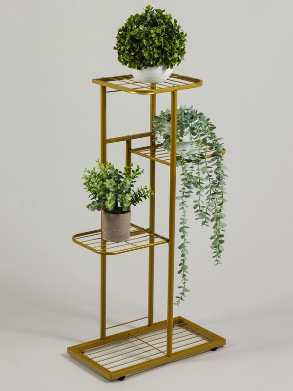 Подставка для цветов Greengo, 4 полки, 43 &times; 22 &times; 82 см, напольная, металл, цвет золотой
