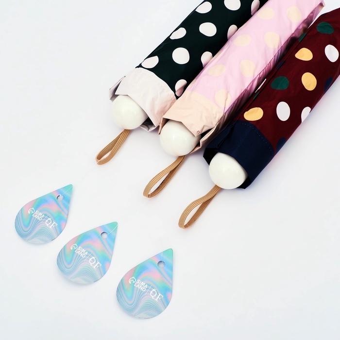 Зонт механический &laquo;Горох&raquo;, эпонж, 4 сложения, 8 спиц, R = 49/56 см, D = 112 см, цвет МИКС