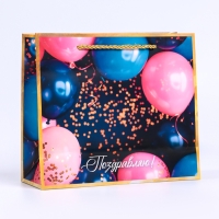 Пакет подарочный с окном "Поздравляю", 25 х 10 х 22 см