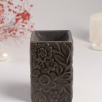 Аромалампа керамика "Цветочный букет" тёмно-оливковая 7,7х7,7х12 см