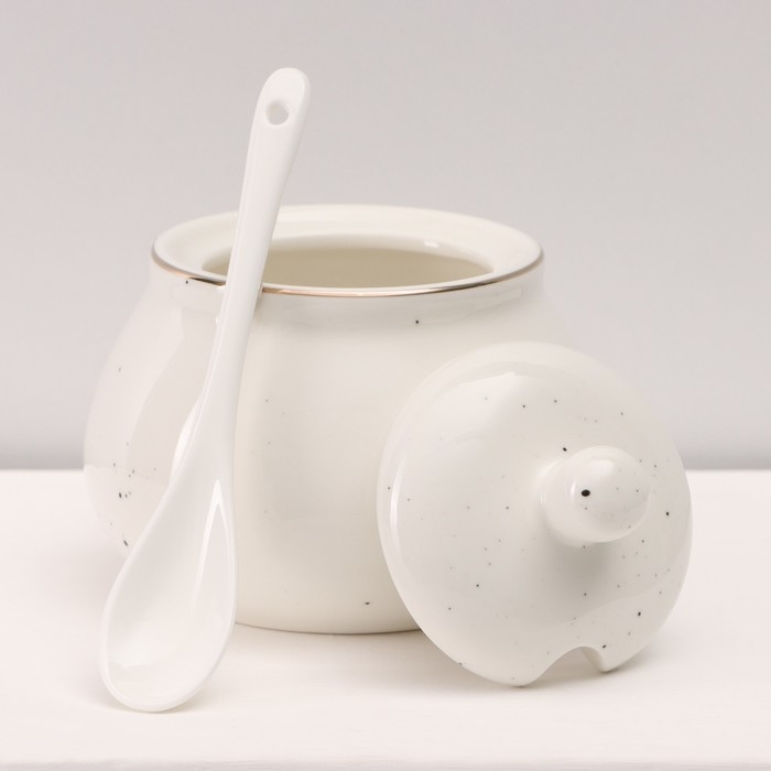 Сервиз фарфоровый чайный Доляна &laquo;Млечный путь&raquo;, 15 предметов: 6 чашек 220 мл, 6 блюдец d=13,5 см, молочник 300 мл, сахарница 350 мл, чайник 1000 мл, цвет белый