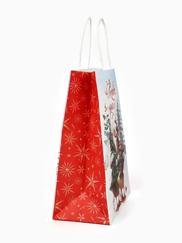 Набор пакетов крафтовых &laquo;С Новым счастьем!&raquo;, 10 шт, 21 &times; 27 &times; 11 см