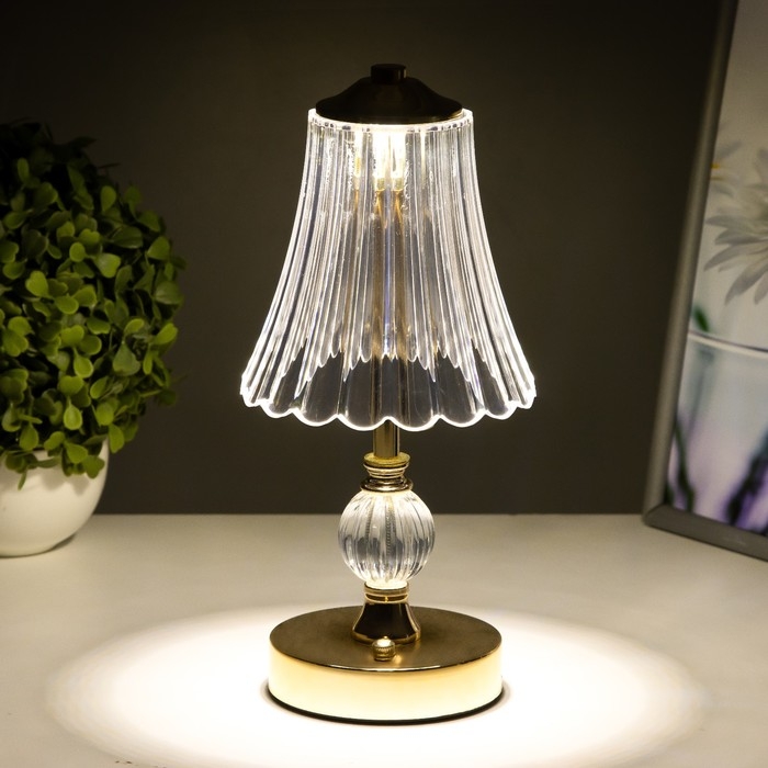 Настольная лампа сенсорная "Асфира" LED 10Вт АКБ золото 12х12х30 см