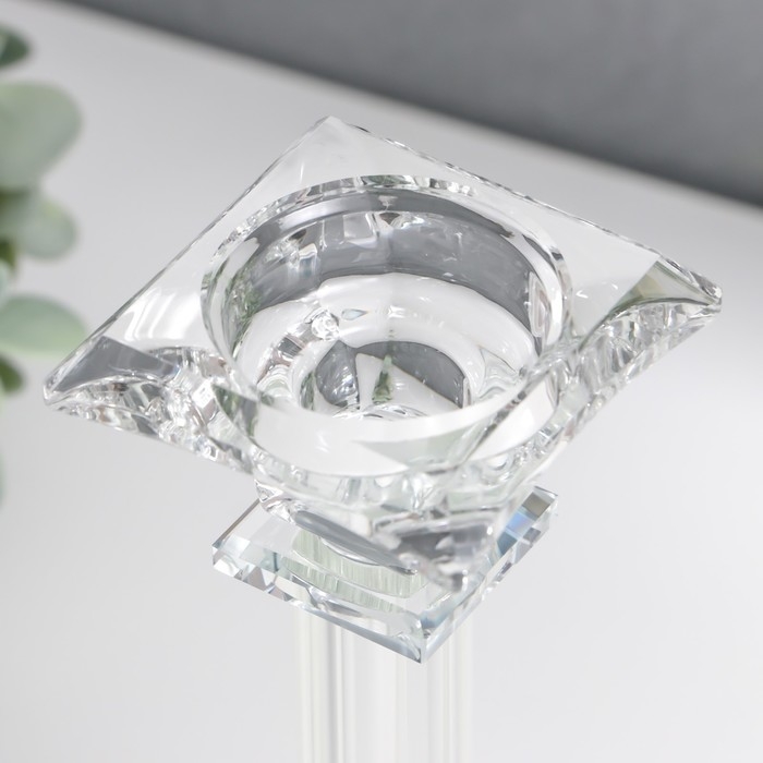 Подсвечник стекло на 1 свечу "Ампир" на ножке d=2,5 и 4 см 6,5х6,5х16,5 см