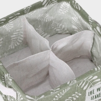 Органайзер для хранения белья Доляна Leaves, 4 ячейки, 20&times;20&times;11 см, цвет зелёный